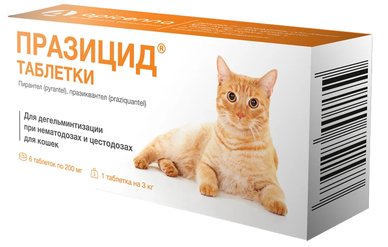 Упаковка Празицид таблетки (для кошек), 6*200 мг